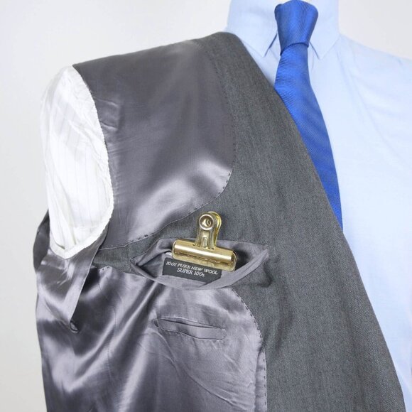 LNWOT Lutwyche Savile Row Handmade Gray Herringbone Suit Pleated Pants US44 - Picture 6 of 10